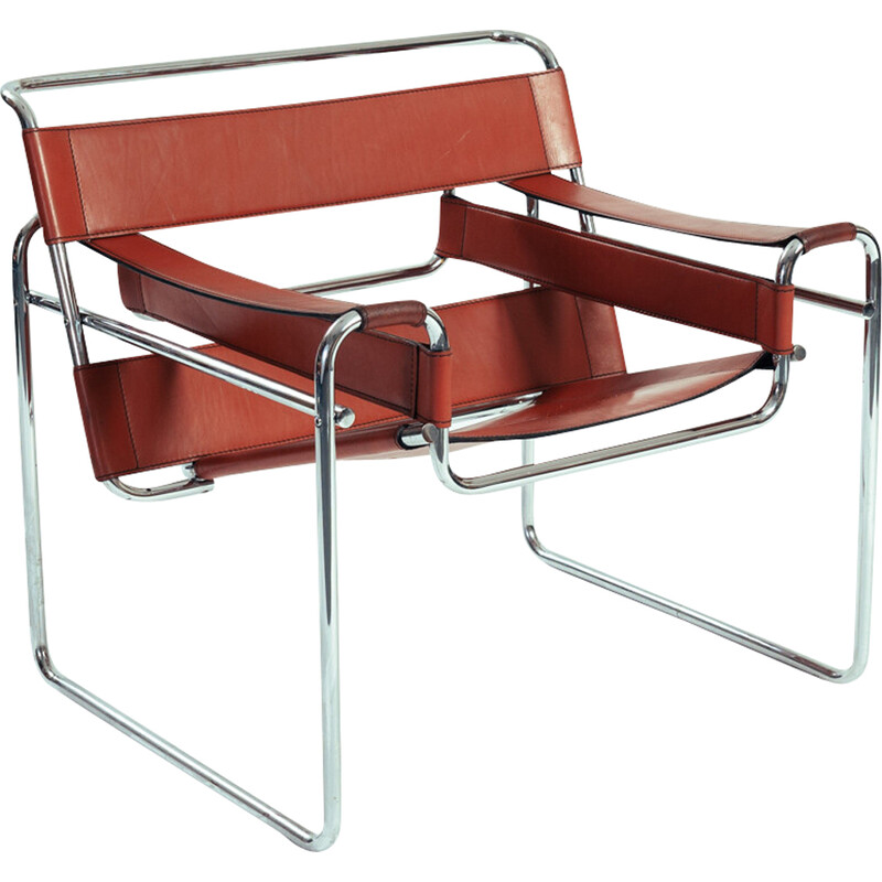 Vintage Wassily B3 fauteuil van Marcel Breuer voor Gavina