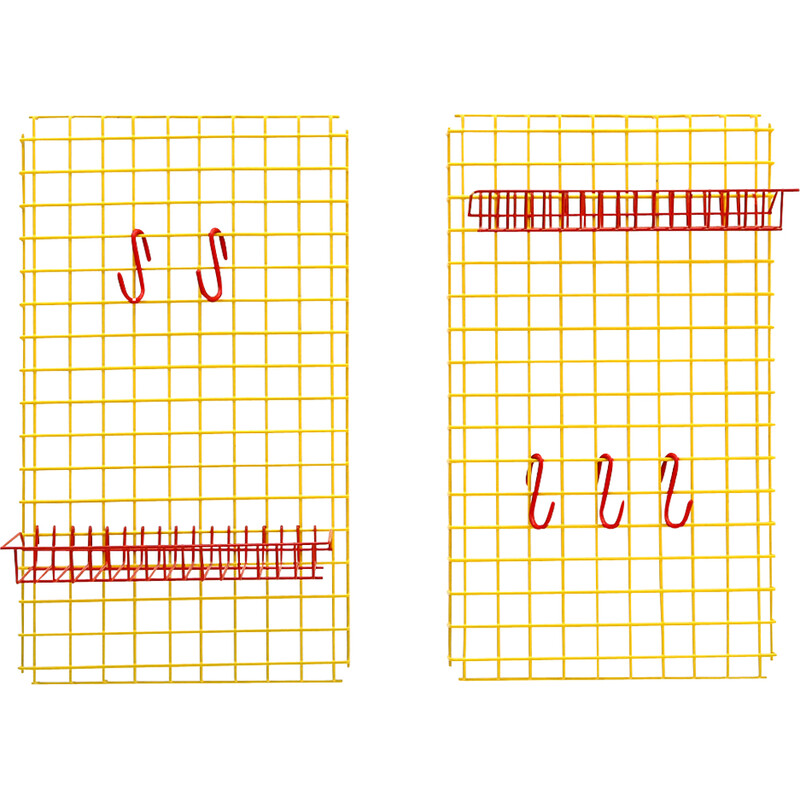 Pair of vintage equipped metal wall grid, 1970s