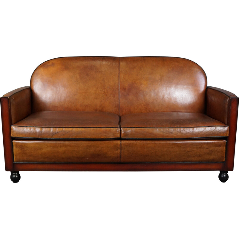 Vintage Art Deco sheep leather sofa