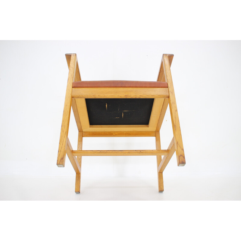 Vintage oakwood and leather desk armchair by Borge Mogensen, Denmark 1960s