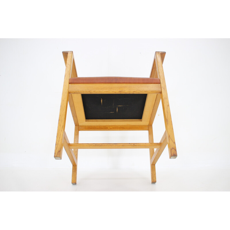 Vintage Schreibtischsessel aus Eichenholz und Leder von Borge Mogensen, Dänemark 1960er Jahre