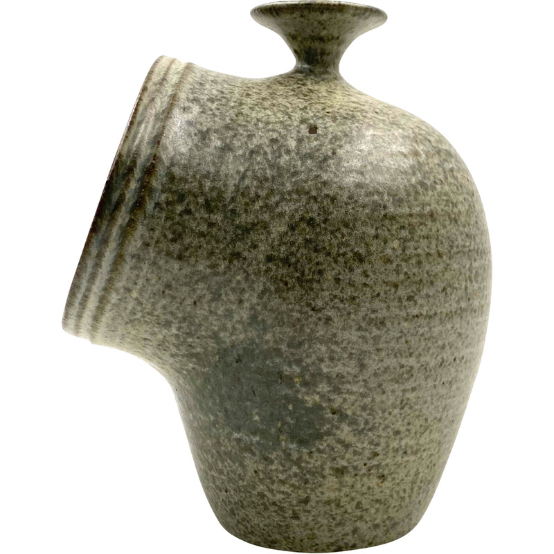 Vase aus organischer grüner Keramik, Frankreich 1960er Jahre