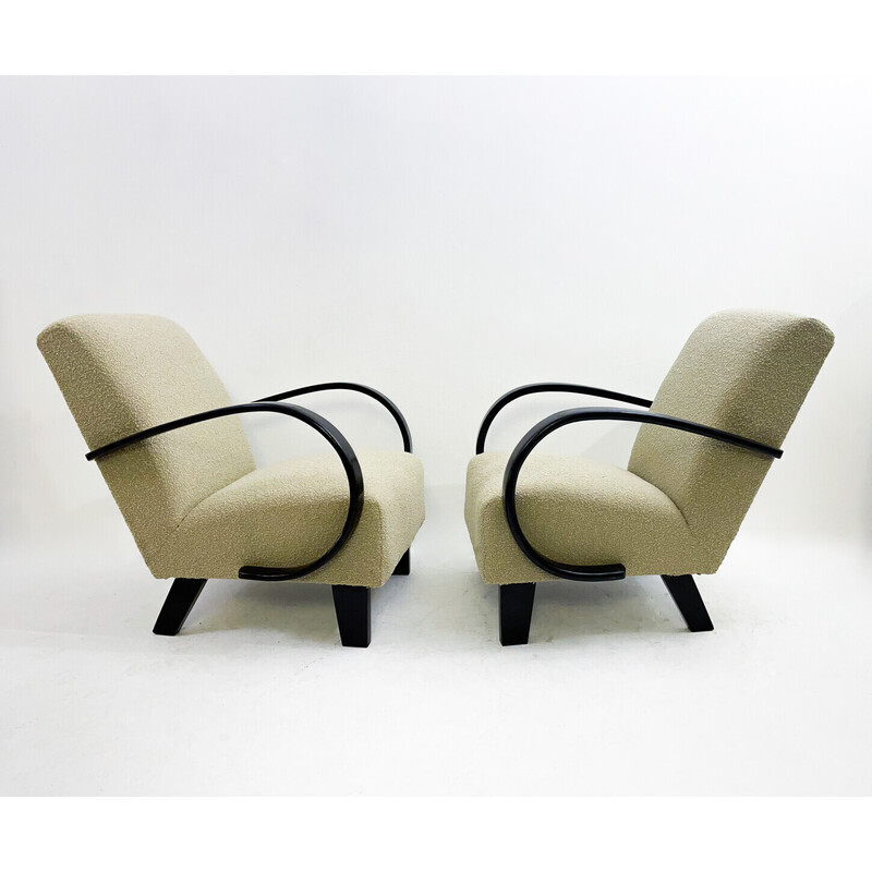 Pair of mid-century bentwood armchairs by Jindrich Halabala, Czech Republic 1940s