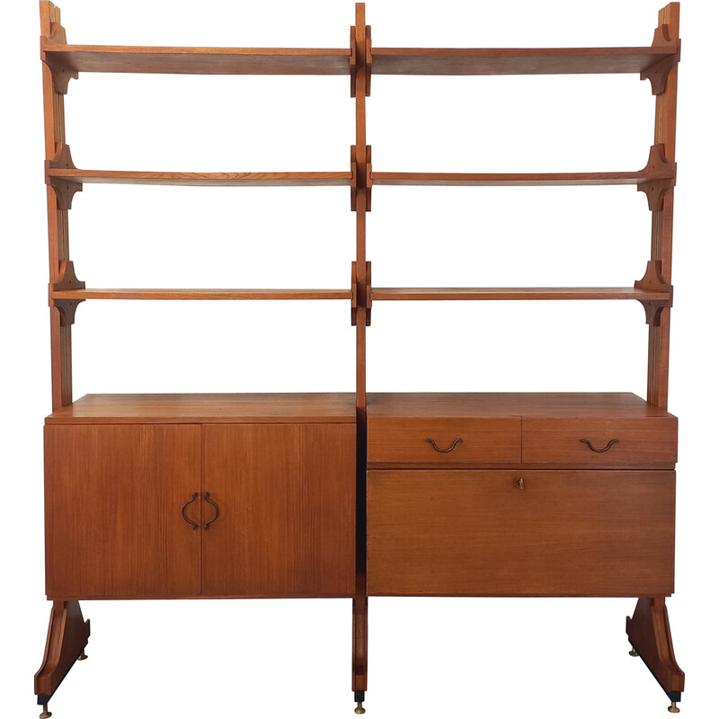 Vintage modular bookcase in teak, 1960s