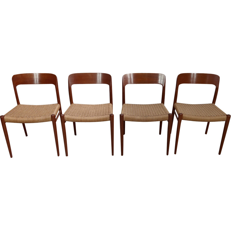 Set of 4 vintage chairs model " 75 " by Niels Otto Moller, Denmark 1960