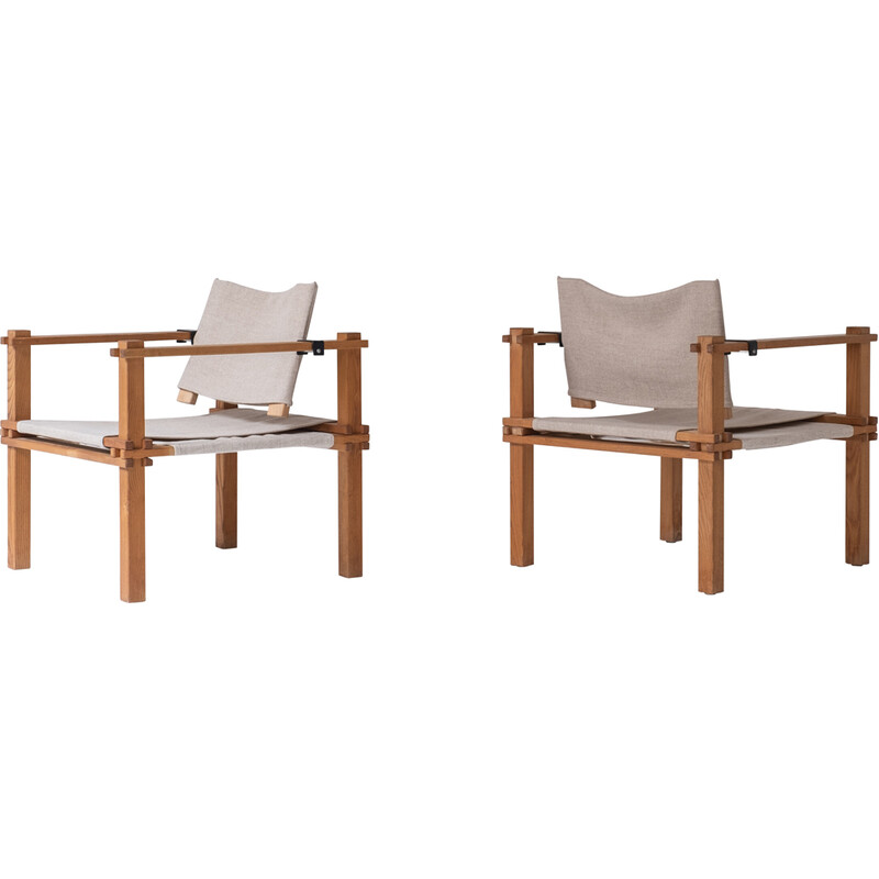 Pair of vintage Safari armchairs by Gerd Lange for Bofinger, Germany 1960s