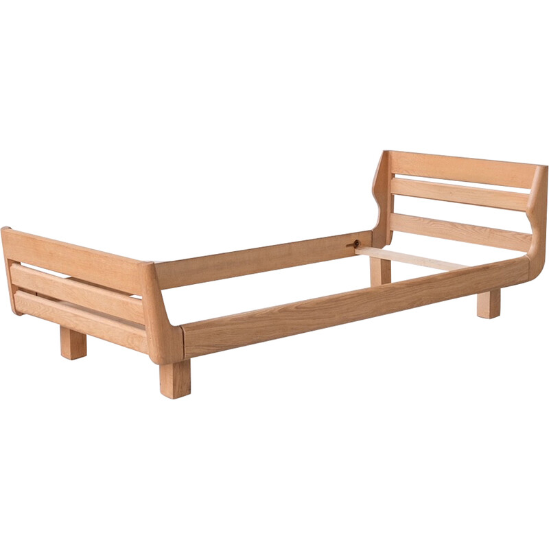 Mid-century French oakwood daybed by Guillerme et Chambron, 1960s