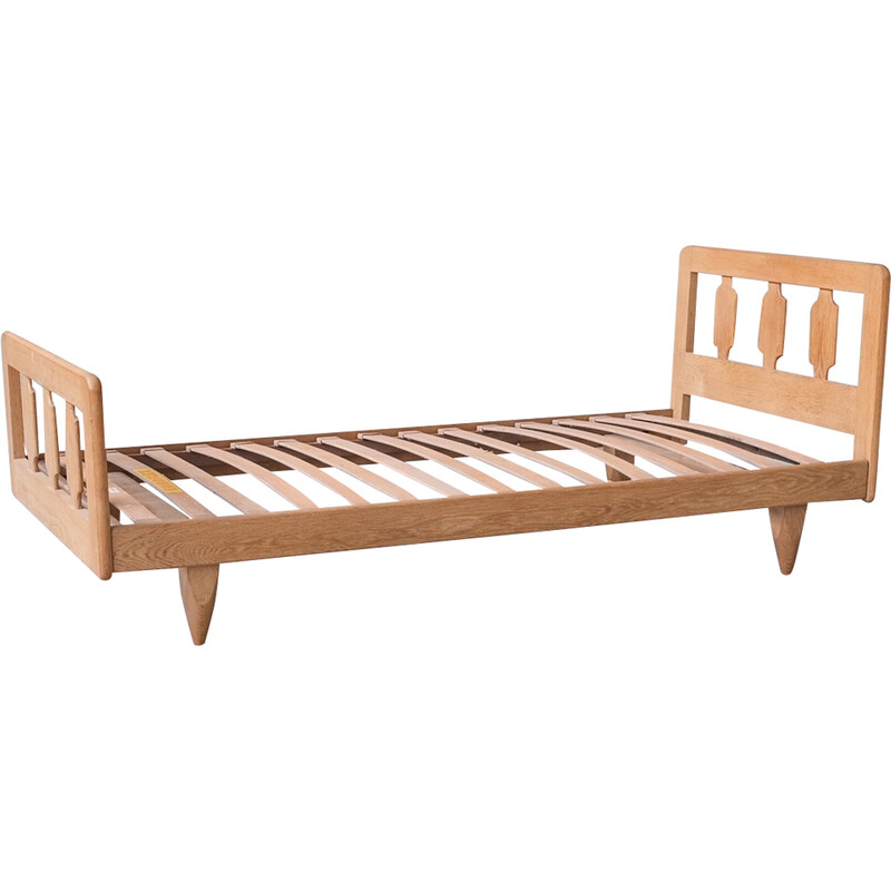 Mid-century oakwood French daybed by Guillerme et Chambron, 1960s
