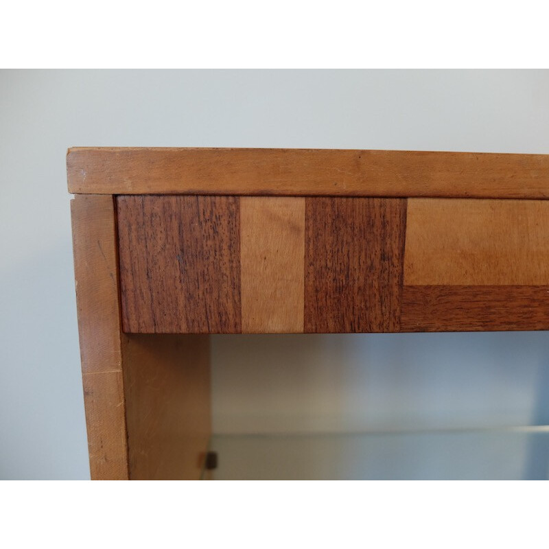 Wooden storage furniture with graphic marquetry - 1950s