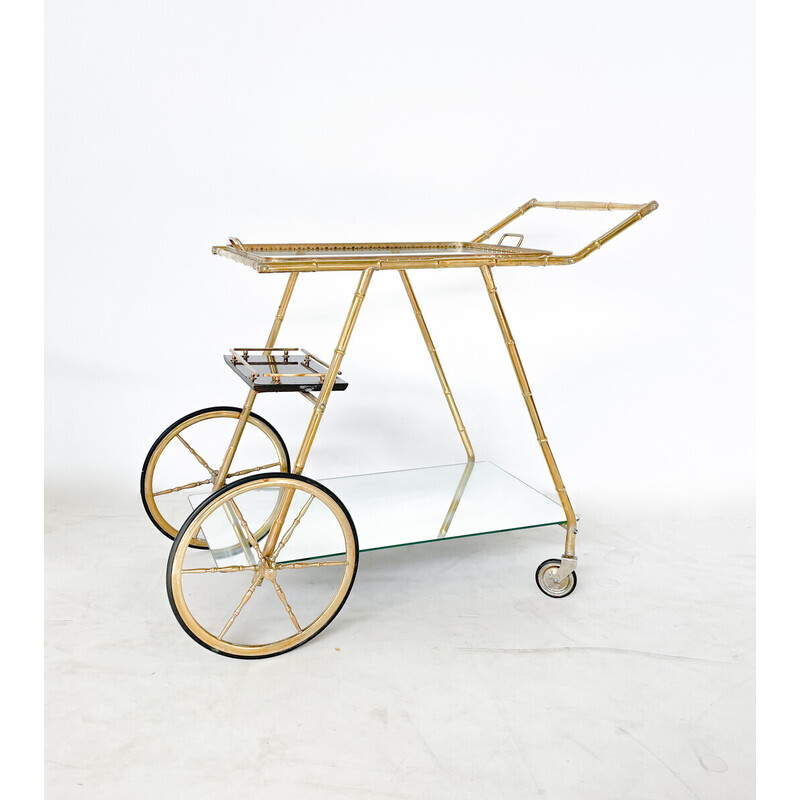 Mid-century brass and glass trolley, Italy 1950s