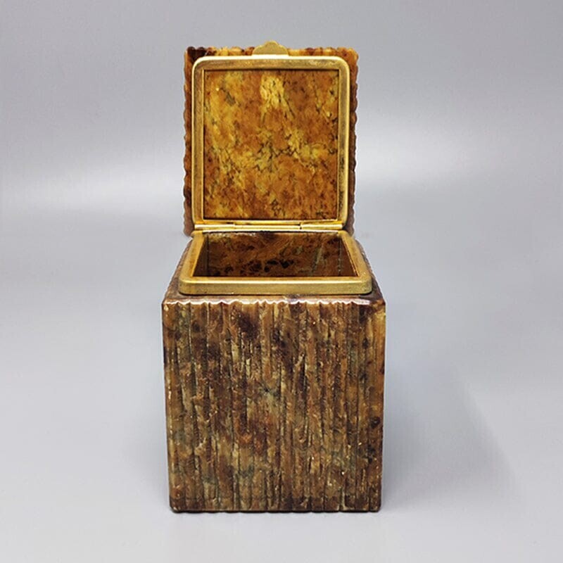 Vintage brown alabaster box, Italy 1960s