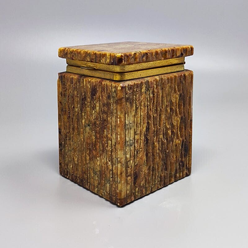 Vintage brown alabaster box, Italy 1960s