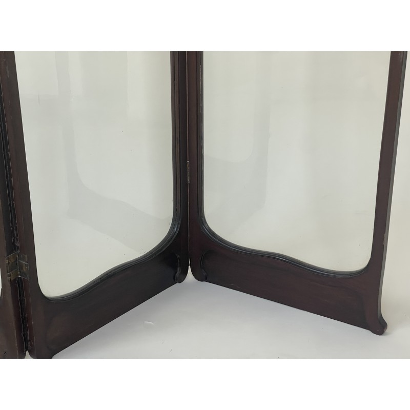 Vintage screen in mahogany and glass Art Nouveau, United Kingdom 1900