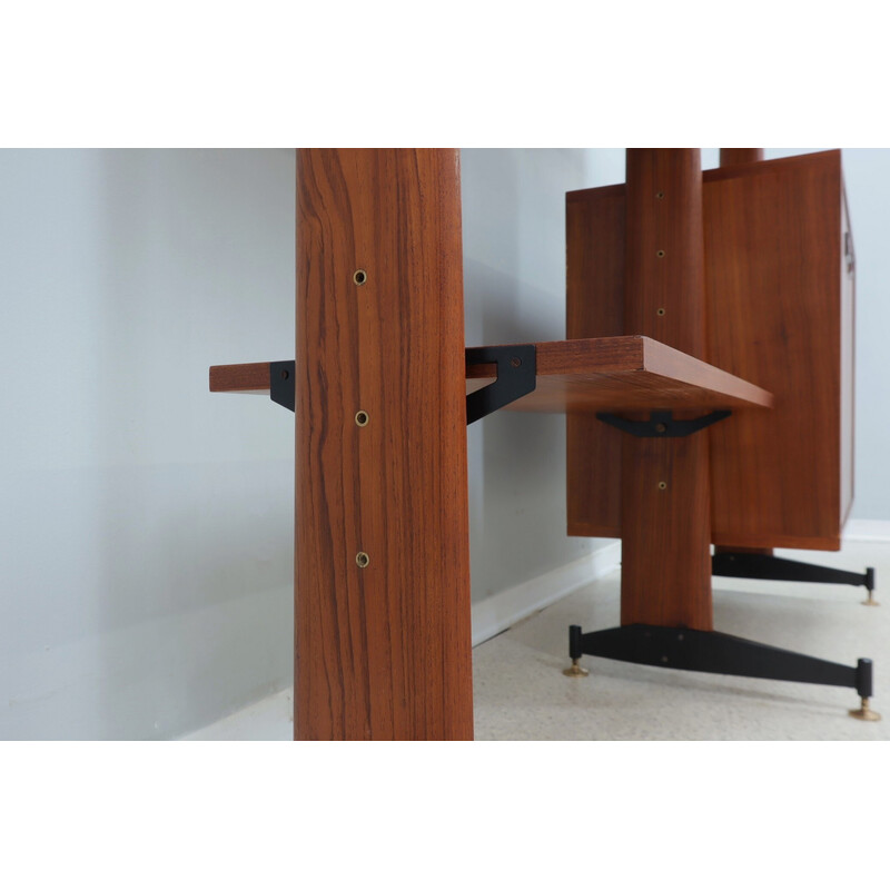 Vintage Scandinavian teak bookcase, Italy 1950