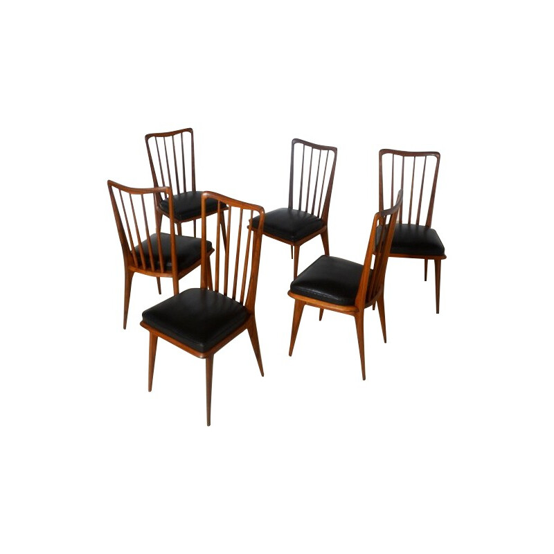Suite de 6 chaises, Charles RAMOS - années 60