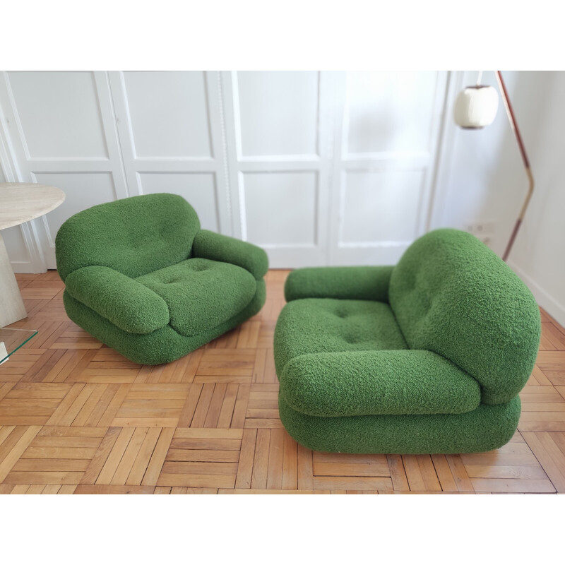 Pair of vintage armchairs by Sapporo for Mobil Girgi, Italy 1970