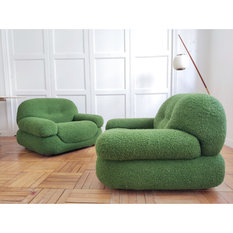 Pair of vintage armchairs by Sapporo for Mobil Girgi, Italy 1970