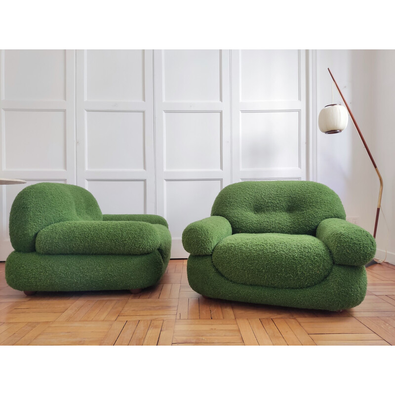 Pair of vintage armchairs by Sapporo for Mobil Girgi, Italy 1970