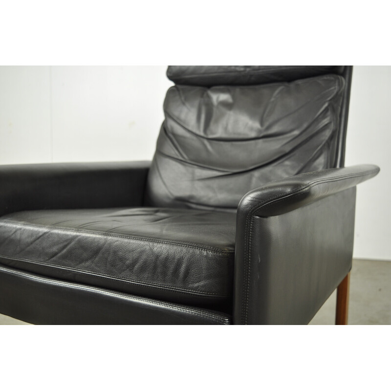 Vintage high armchair d500 in leather by Hans Olsen for Cs Møbler Glostrup, Denmark 1960