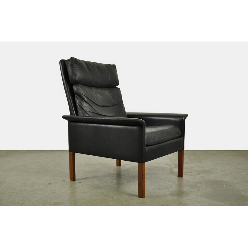 Vintage high armchair d500 in leather by Hans Olsen for Cs Møbler Glostrup, Denmark 1960