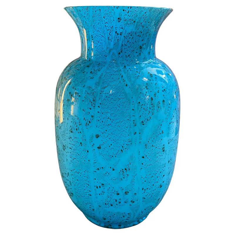 Türkisfarbene Vase aus Muranoglas von VeArt, 1980