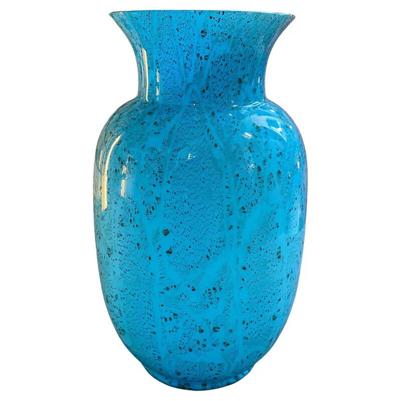 Vaso vintage in vetro di Murano turchese di VeArt, 1980