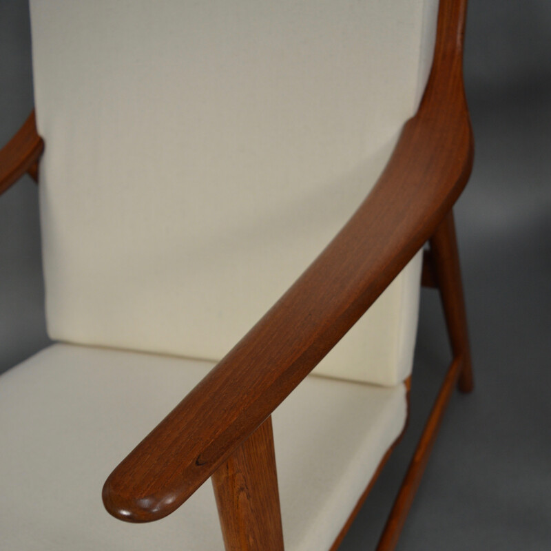 Pair of white teak armchairs by Arne Hovmand Olsen for Mogens Kold - 1950s