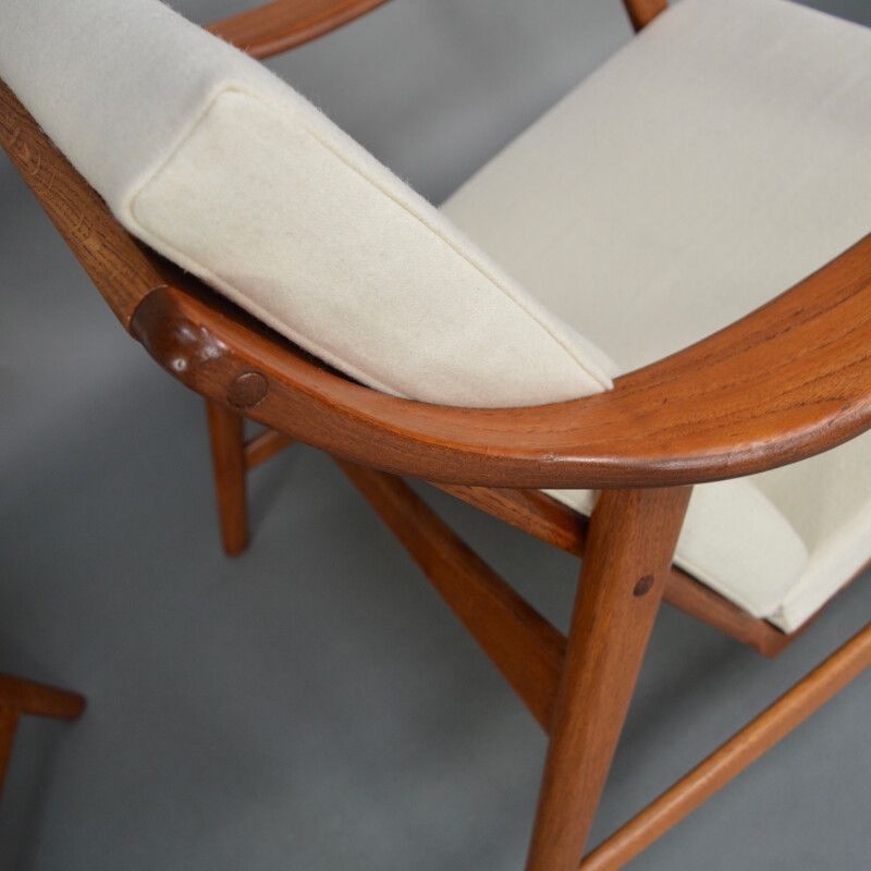 Pair of white teak armchairs by Arne Hovmand Olsen for Mogens Kold - 1950s