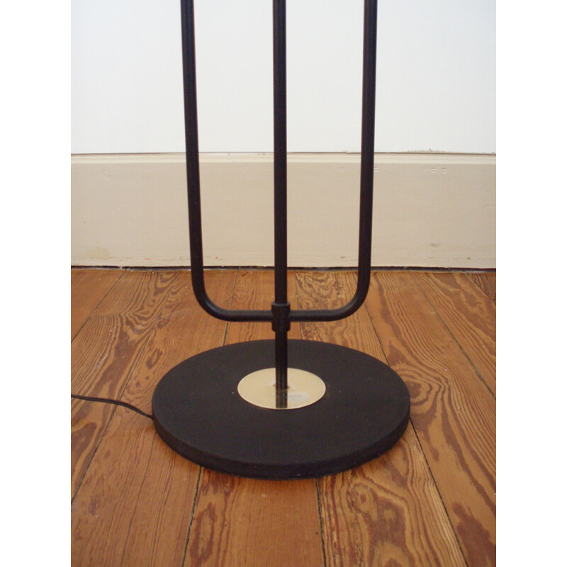 Black floor lamp in metal by Maison Arlus - 1950s