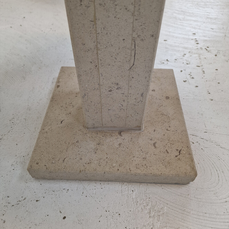 Pair of vintage Italian travertine pedestals, 1980s