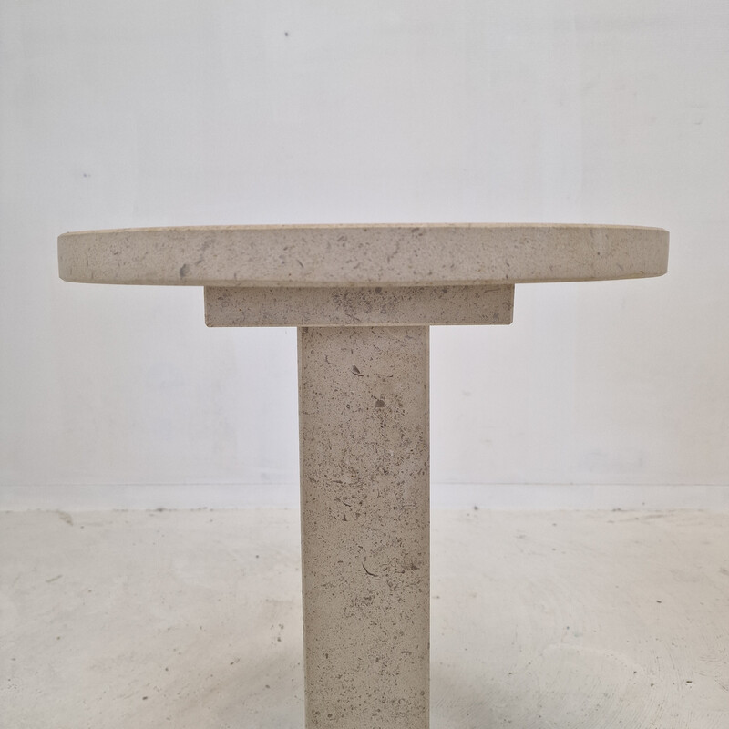 Pair of vintage Italian travertine pedestals, 1980s