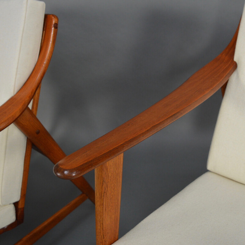 Pair of white teak armchairs by Arne Hovmand Olsen for Mogens Kold - 1950s