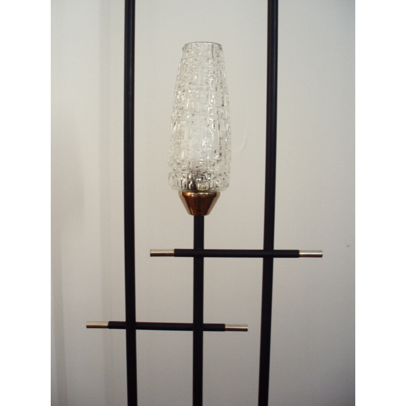 Black floor lamp in metal by Maison Arlus - 1950s