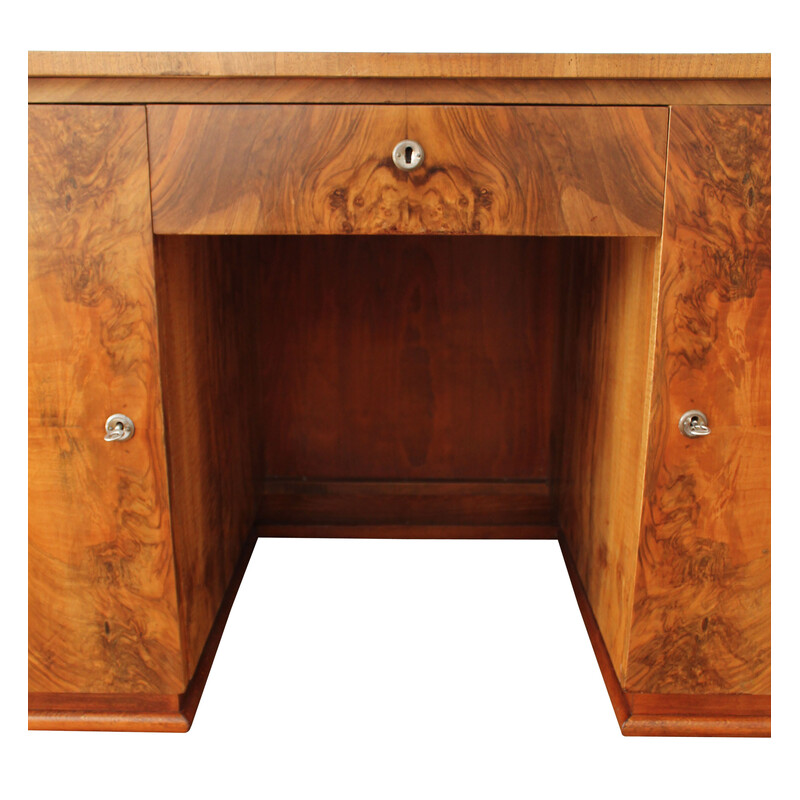 Vintage Art Deco walnut desk, 1940s