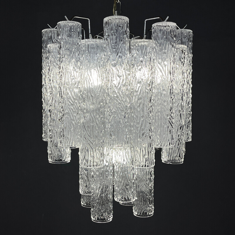 Lampadario vintage Tronchi in vetro di Murano di Toni Zuccheri per Venini and Co, Italia 1960