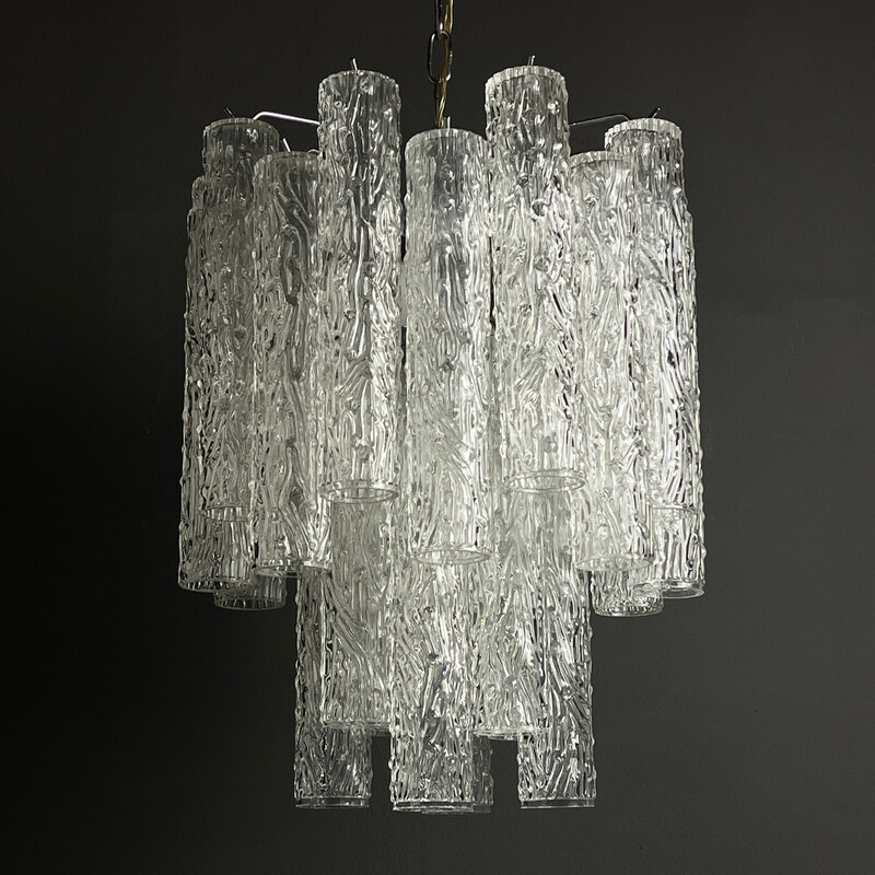 Lampadario vintage Tronchi in vetro di Murano di Toni Zuccheri per Venini and Co, Italia 1960