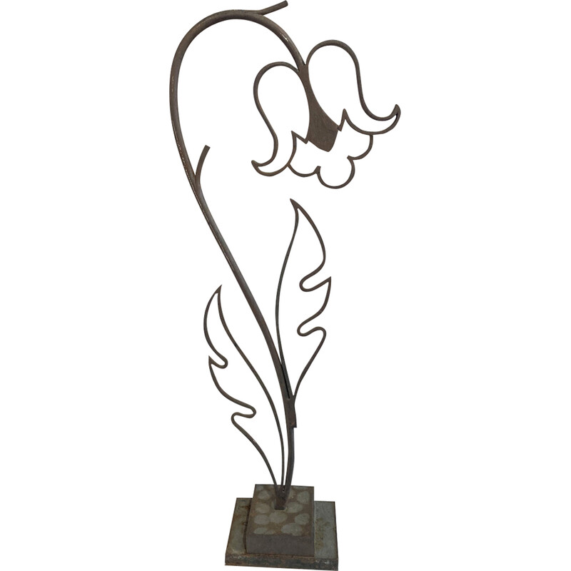 Escultura de flores em bronze de meados do século