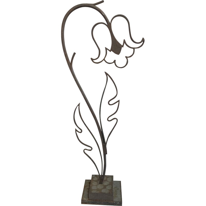 Escultura floral de bronce de mediados de siglo