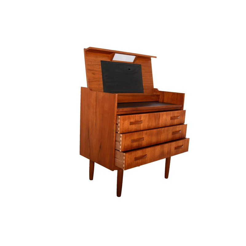 Vintage teak and leather secretary, Denmark 1960