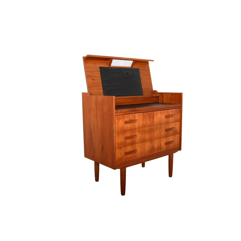 Vintage teak and leather secretary, Denmark 1960