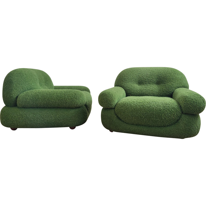 Pair of vintage armchairs by Sapporo for Mobil Girgi, Italy 1970