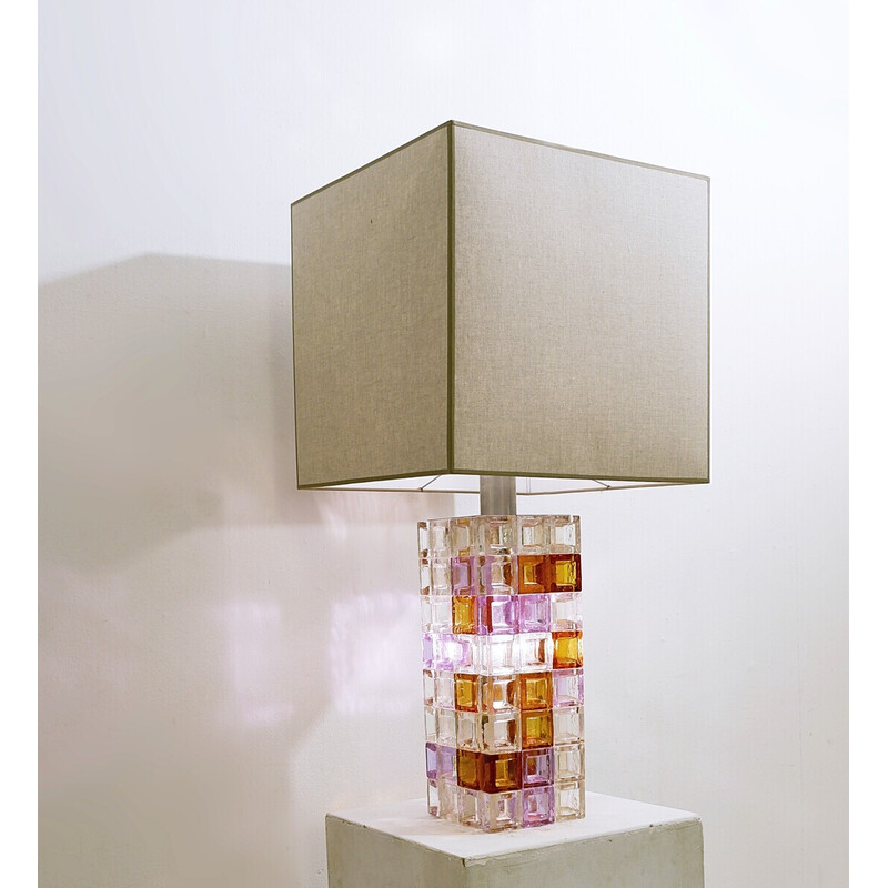 Lámpara de sobremesa italiana de cristal de Murano de Albano Poli para Poliarte, años 60
