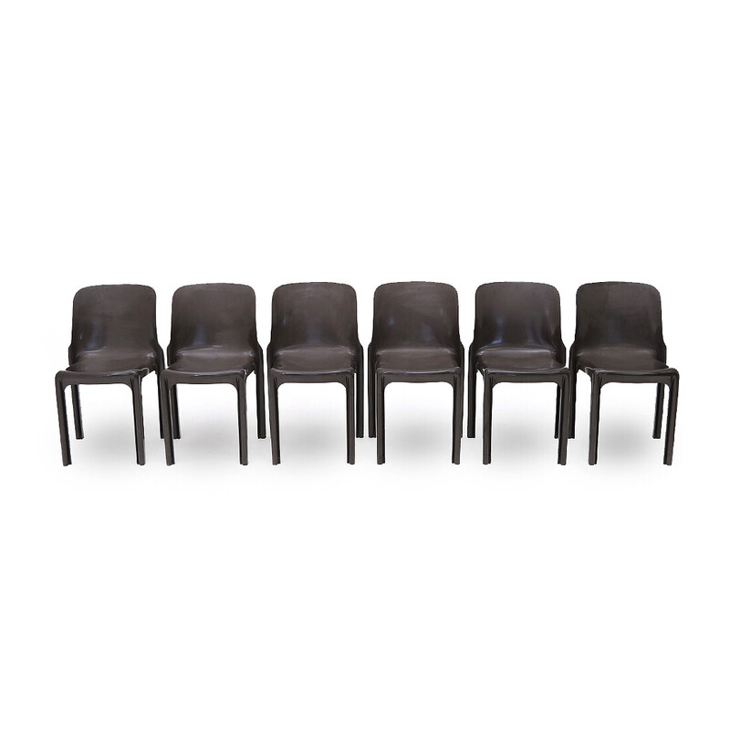 Set of 6 vintage "Selene" chairs by Vico Magistretti for Artemide, 1960s