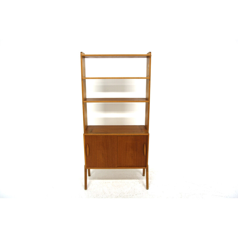 Vintage teak bookcase with hanging pedestal, Sweden 1960