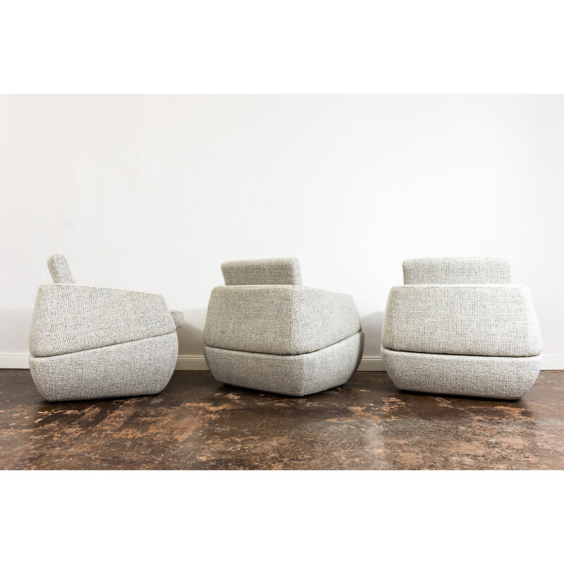 Set of 3 vintage chairs in polystyrene and woodby Lubuskie Fabryki Mebli, Poland 1970