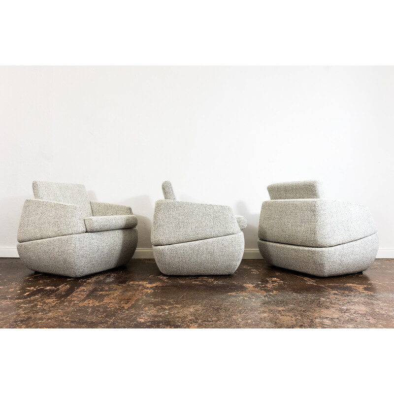Set of 3 vintage chairs in polystyrene and woodby Lubuskie Fabryki Mebli, Poland 1970
