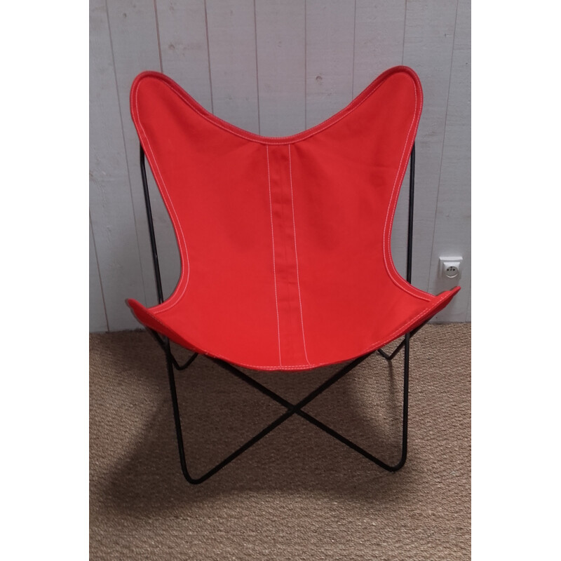 Red AA armchair in steel - 1960s