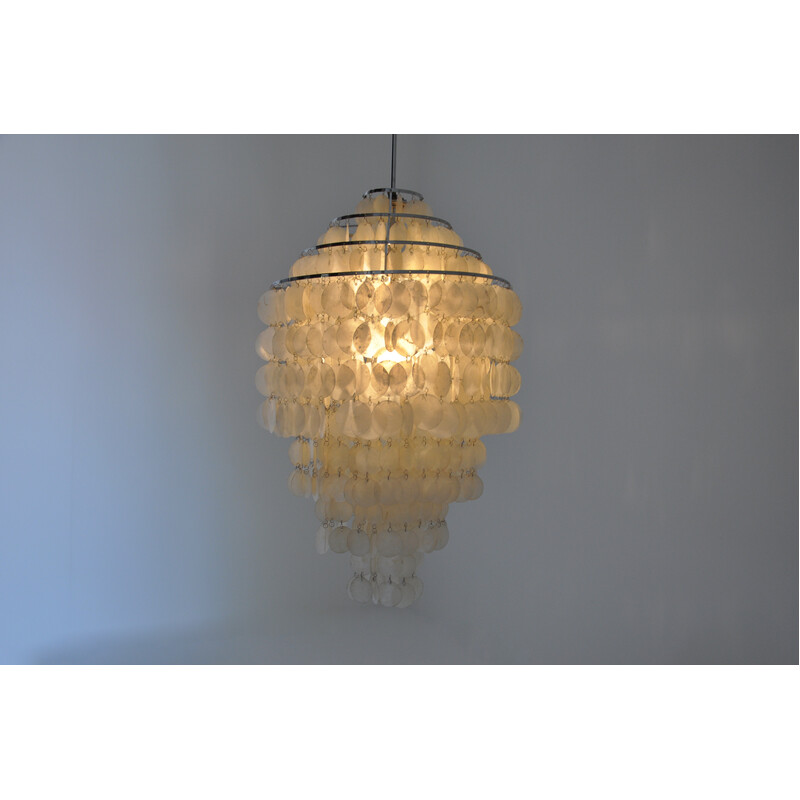 Vintage Fun 1 dm mother of pearl and metal chandelier by Verner Panton for Lüber, 1970