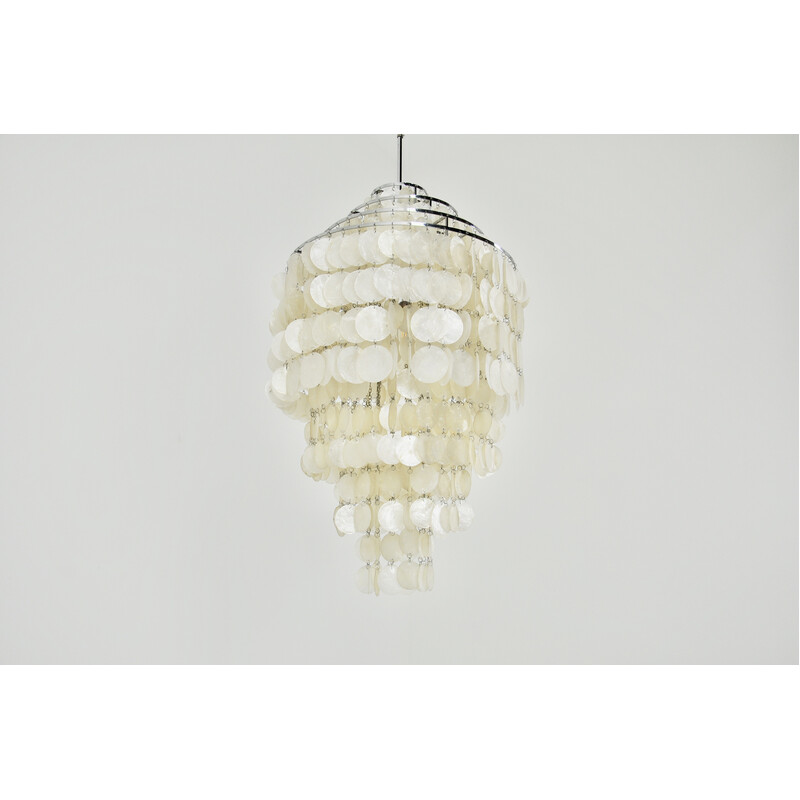 Vintage Fun 1 dm mother of pearl and metal chandelier by Verner Panton for Lüber, 1970