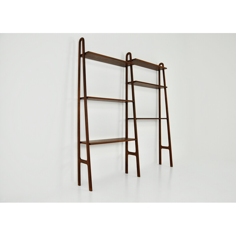 Vintage wall bookcase with 6 shelves, Italy 1970